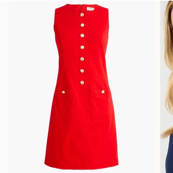 J. Crew Red Button Front Linen Mini Dress Old Money Nautical Preppy Summer - Picture 12 of 12